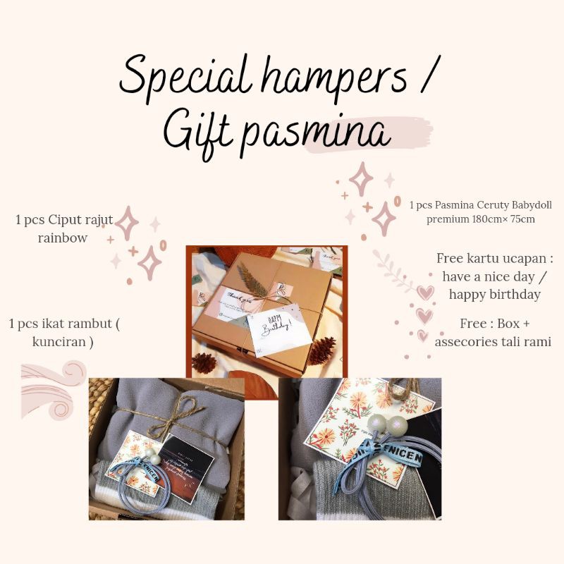 Hadiah ulang tahun /  Gift box hijab pasmina ceruty babydoll / hampers Box islami /gift aesthetic