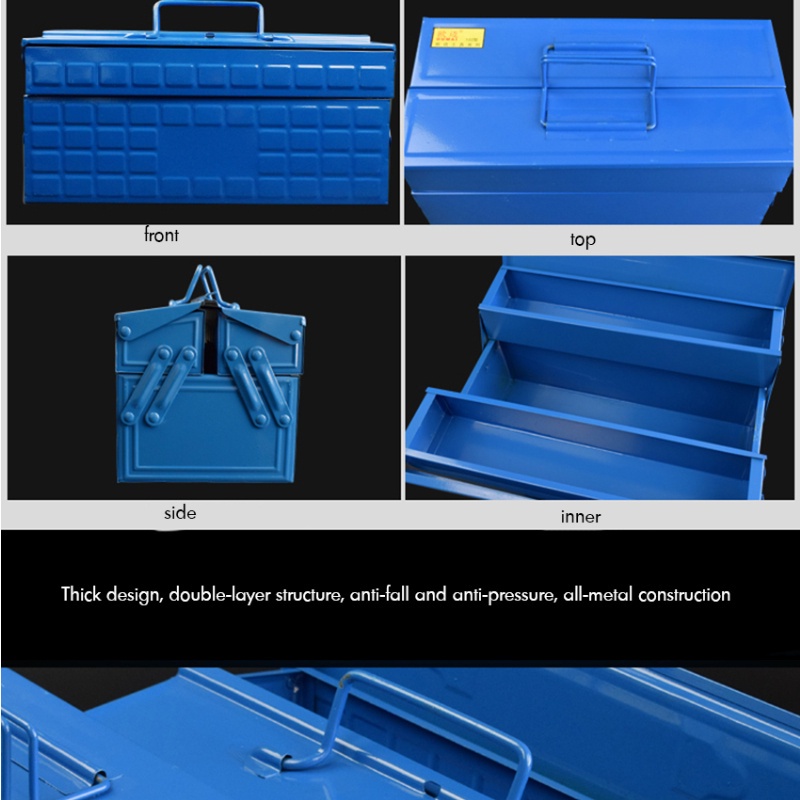 Toolbox 2 Susun Kuning Besi 34x17x17cm / Tool box Metal Case