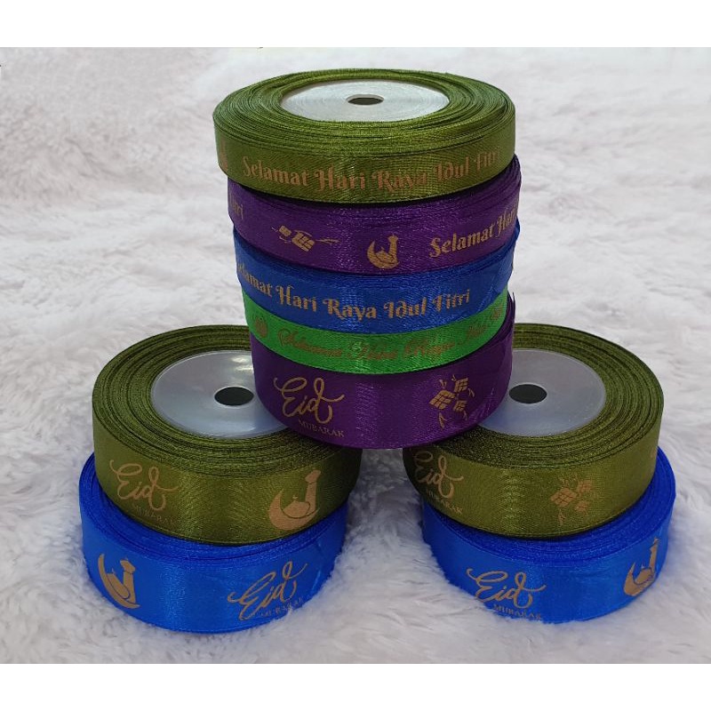 

Pita Satin 1.2cm dan 2.5cm Idul Fitri Lebaran Eid Mubarak Eid al-Fitr Ramadhan Pita Hampers Kado