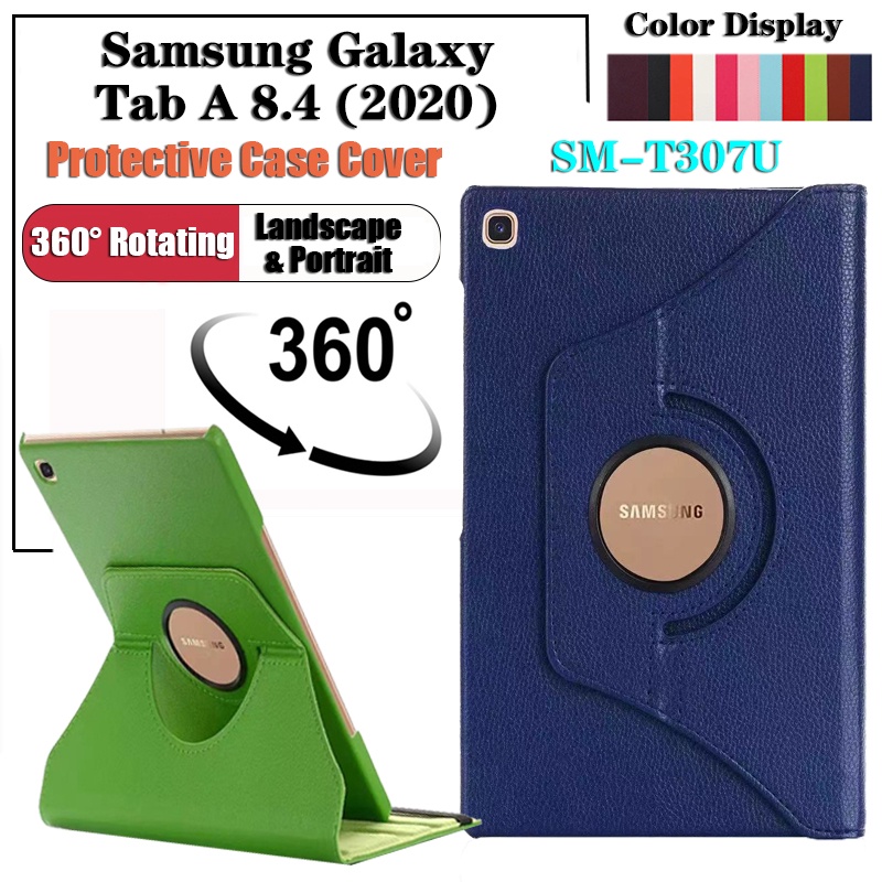 Untuk Samsung Galaxy Tab A 8.4 (2020) SM-T307U T307 8.4-inch Fashion360° Rotating Stand Tablet Flip Cover Leather Case Casing Pelindung Shockproof