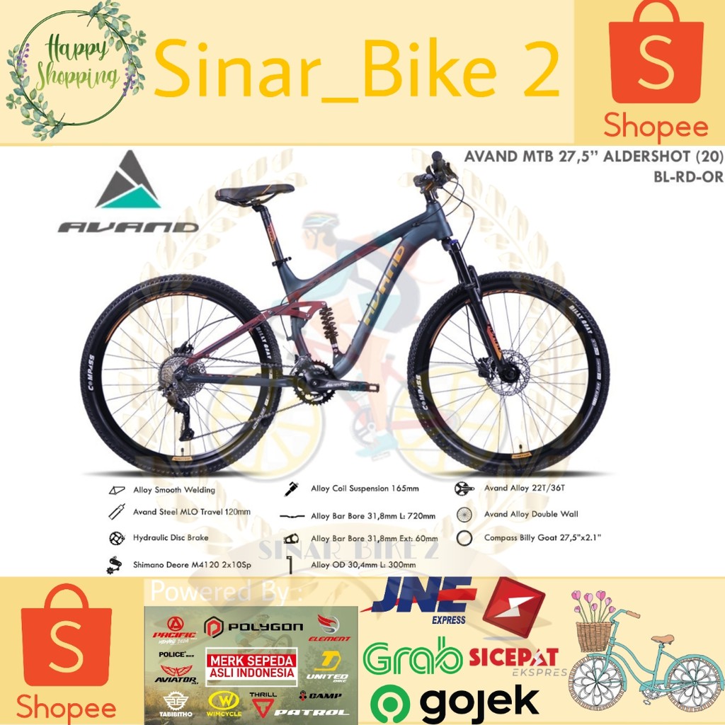 Sepeda Gunung 27,5Inch Mtb Avand Aldershot Full Suspensi By United