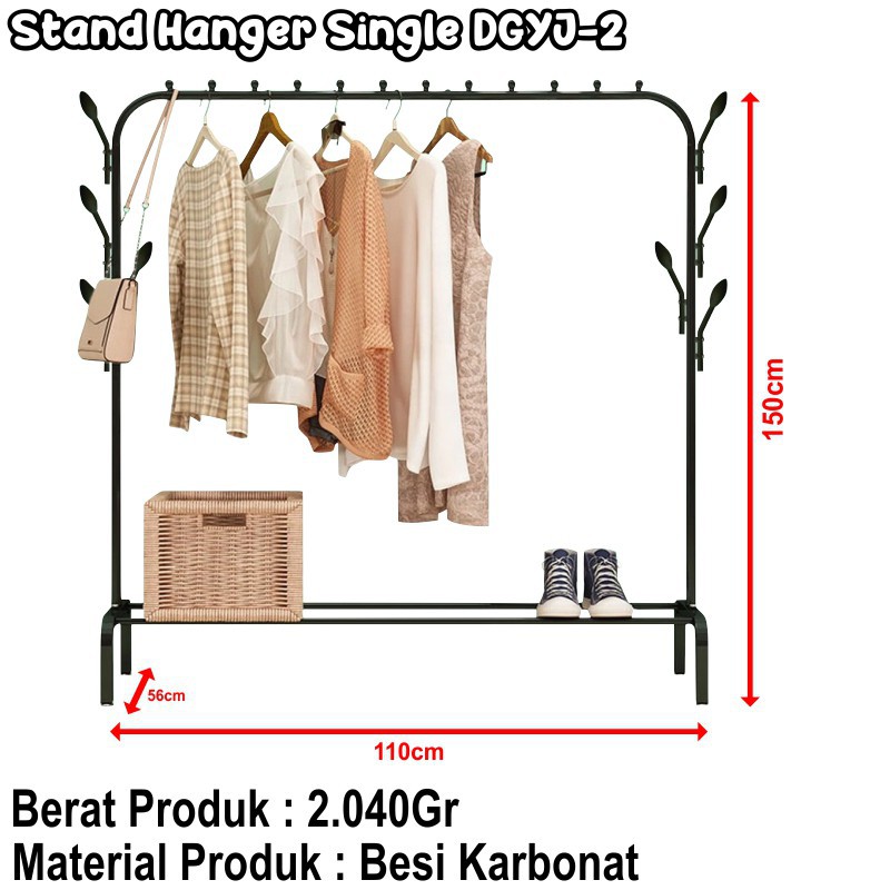 Stand Hanger Single Stand hanger gawang Gantungan Baju Besi Karbonat DGYJ-2 WHFURNITURE