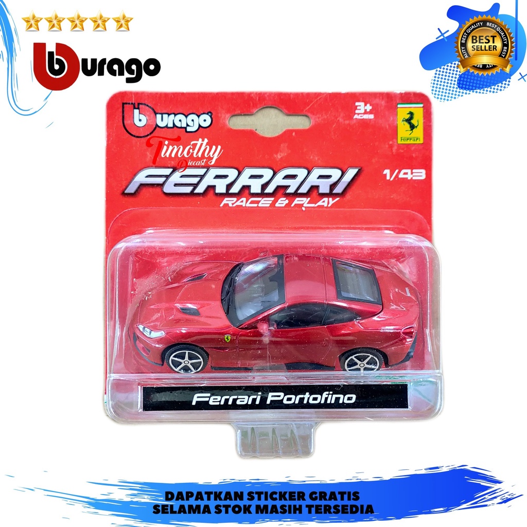 Burago Ferrari Race N Play Ferrari Portofino Merah Timothy Diecast