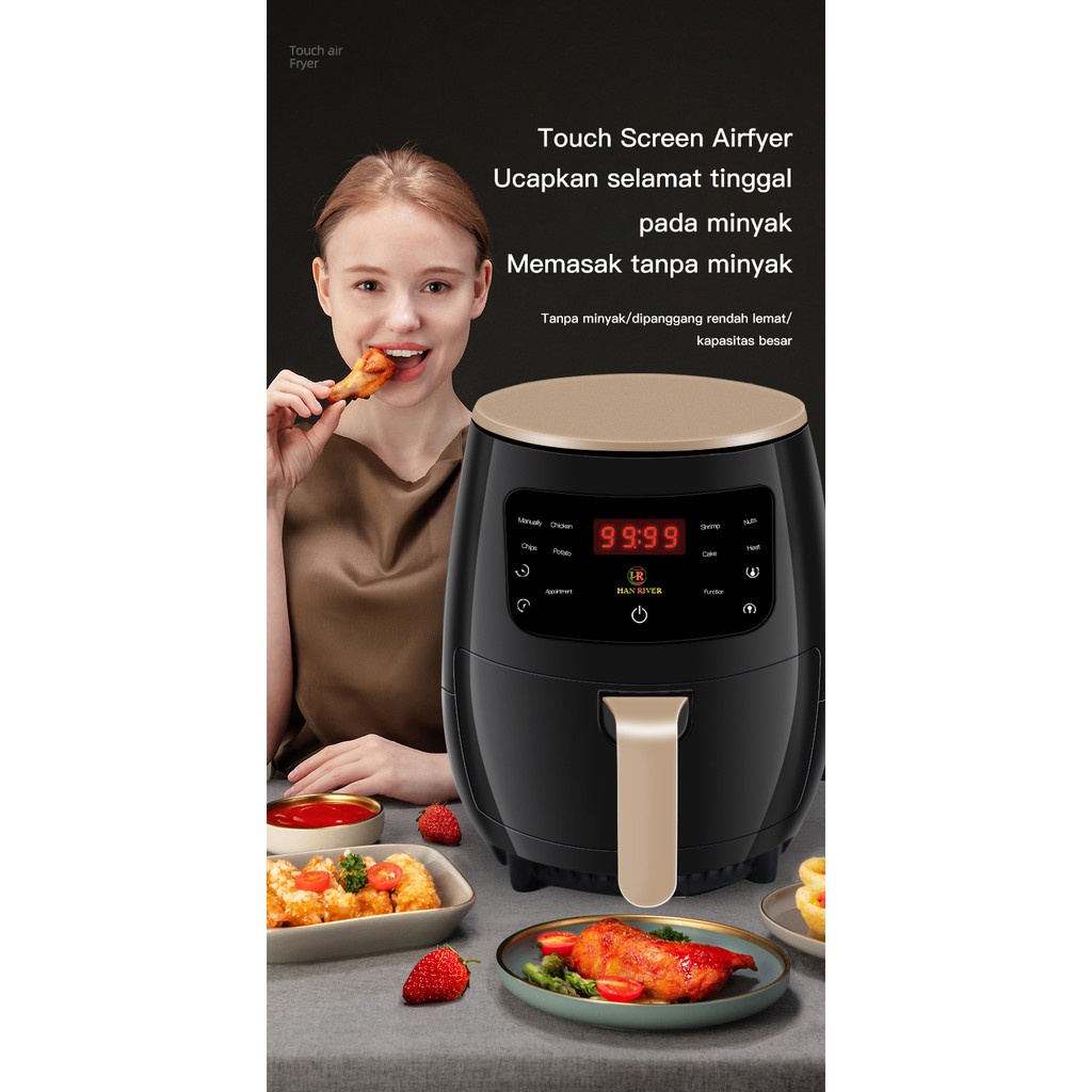 HAN RIVER HRAF02BK Air Fryer 4.5 L/ Mesin Penggoreng tanpa minya 1200watt