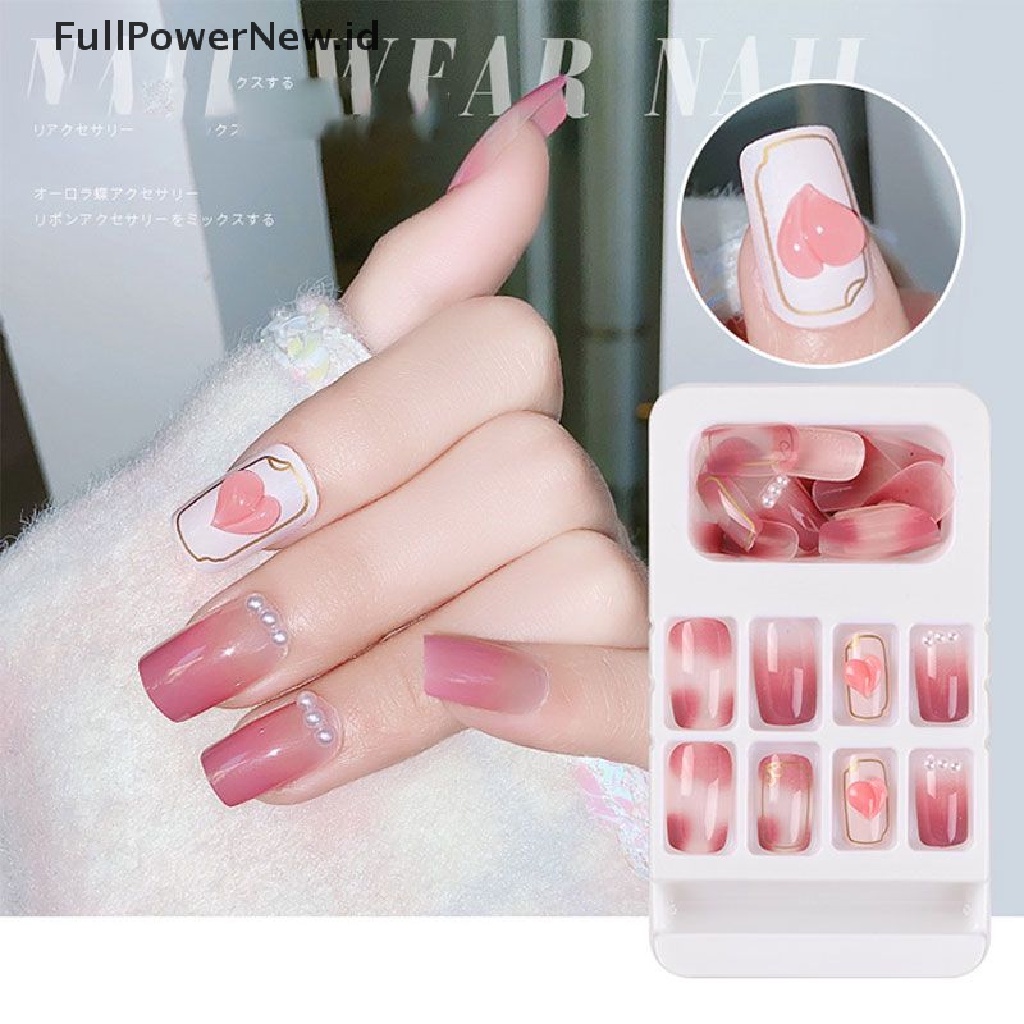 Power 24pcs Stiker Kuku Palsu Wearable Untuk Wanita