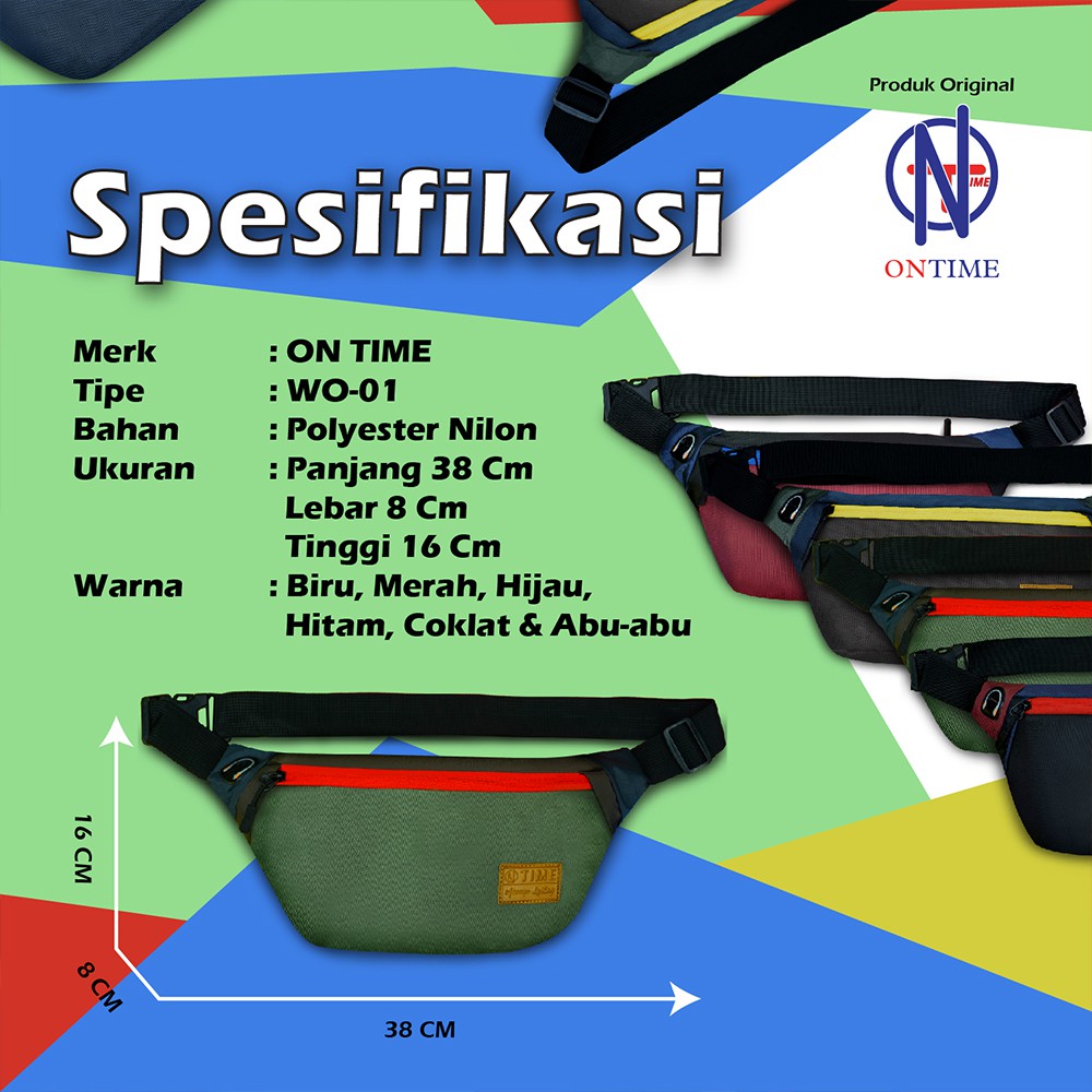 ONTIME Tas Pinggang Fashion Wanita Kerja Bahan IMPORT Slempang Stylish