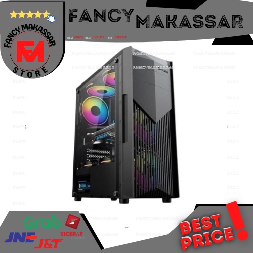 Casing Gaming RAPTOR Black Strike 1650 - Tempered Glass - Free 2 FAN | FANCY_MAKASSAR