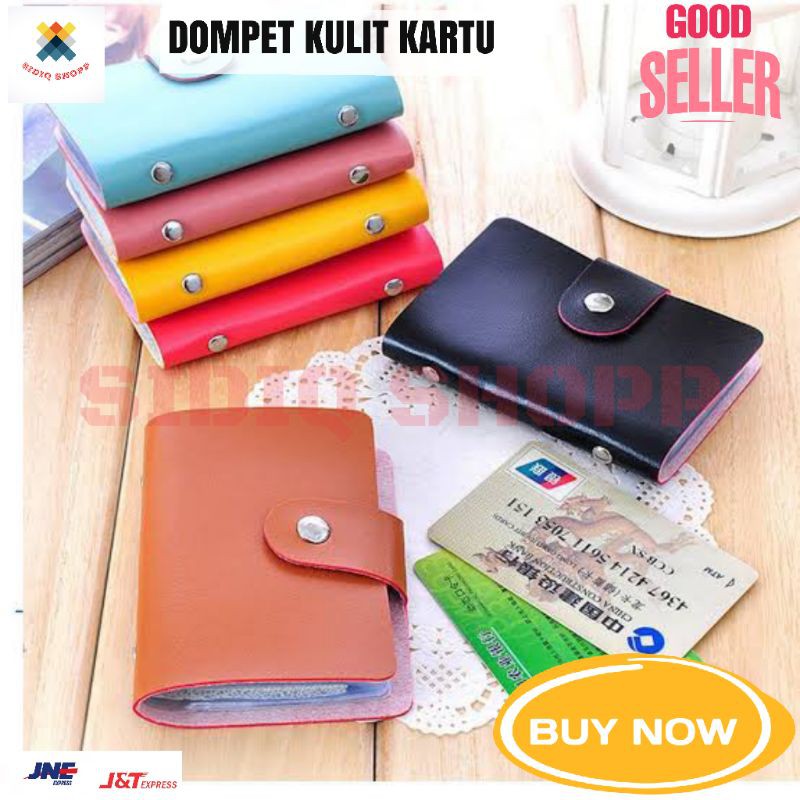 dompet kulit kartu ATM pria wanita lipat wadah fashion tempat kartu kredit cantik