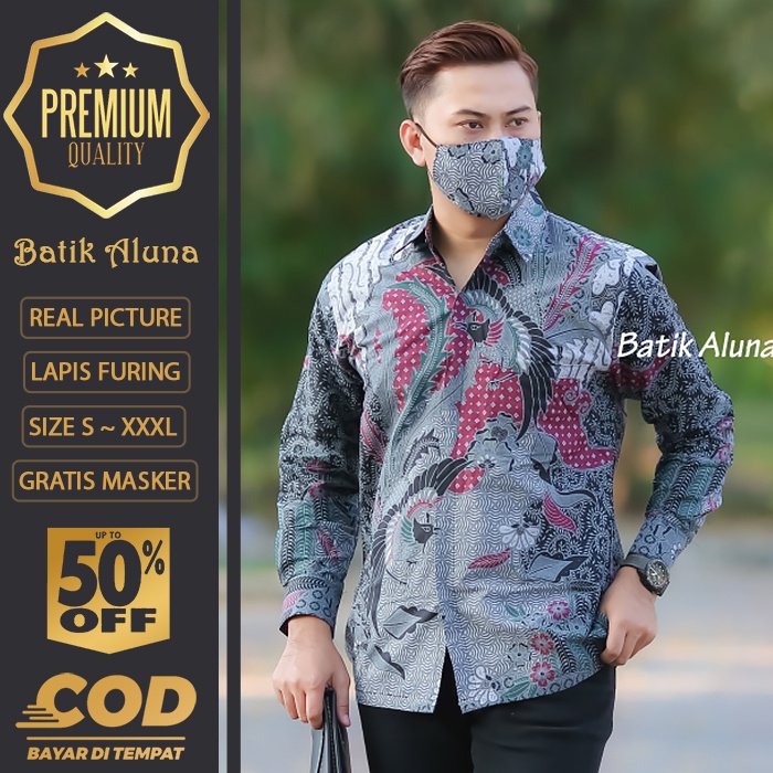 BATIK PRIA LENGAN PANJANG MEWAH PREMIUM ALUNA PRABUSENO SHANGHAI KERIS KEMEJA BATIK ACARA NIKAHAN KE