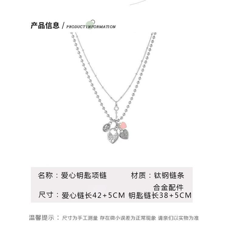 Sweet cool hati kepribadian rumbai double-layer kalung untuk wanita ins Jepang dan Korea sederhana g