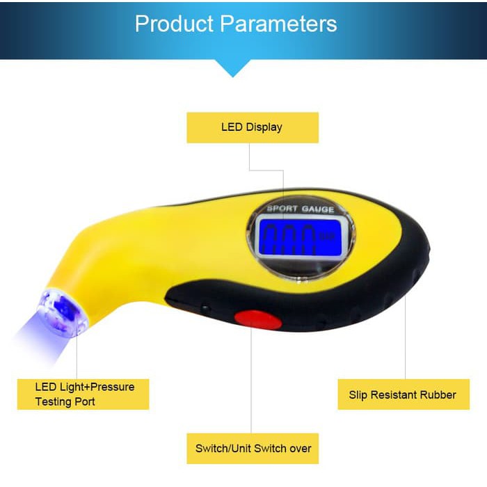 Alat Pengukur Tekanan Angin Ban Digital LCD Barometers