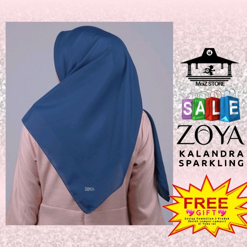 Zoya Kalandra Sparkling Jilbab Hijab Scraf Kerudung Krudung Krudungan Kerudungan Polos Segi Empat Se