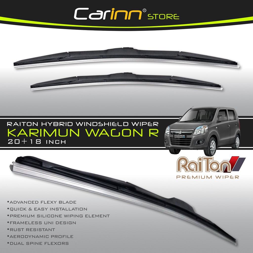 Raiton Sepasang Wiper Hybrid Kaca Depan Mobil Karimun Wagon R 20" & 16" -2 Pcs