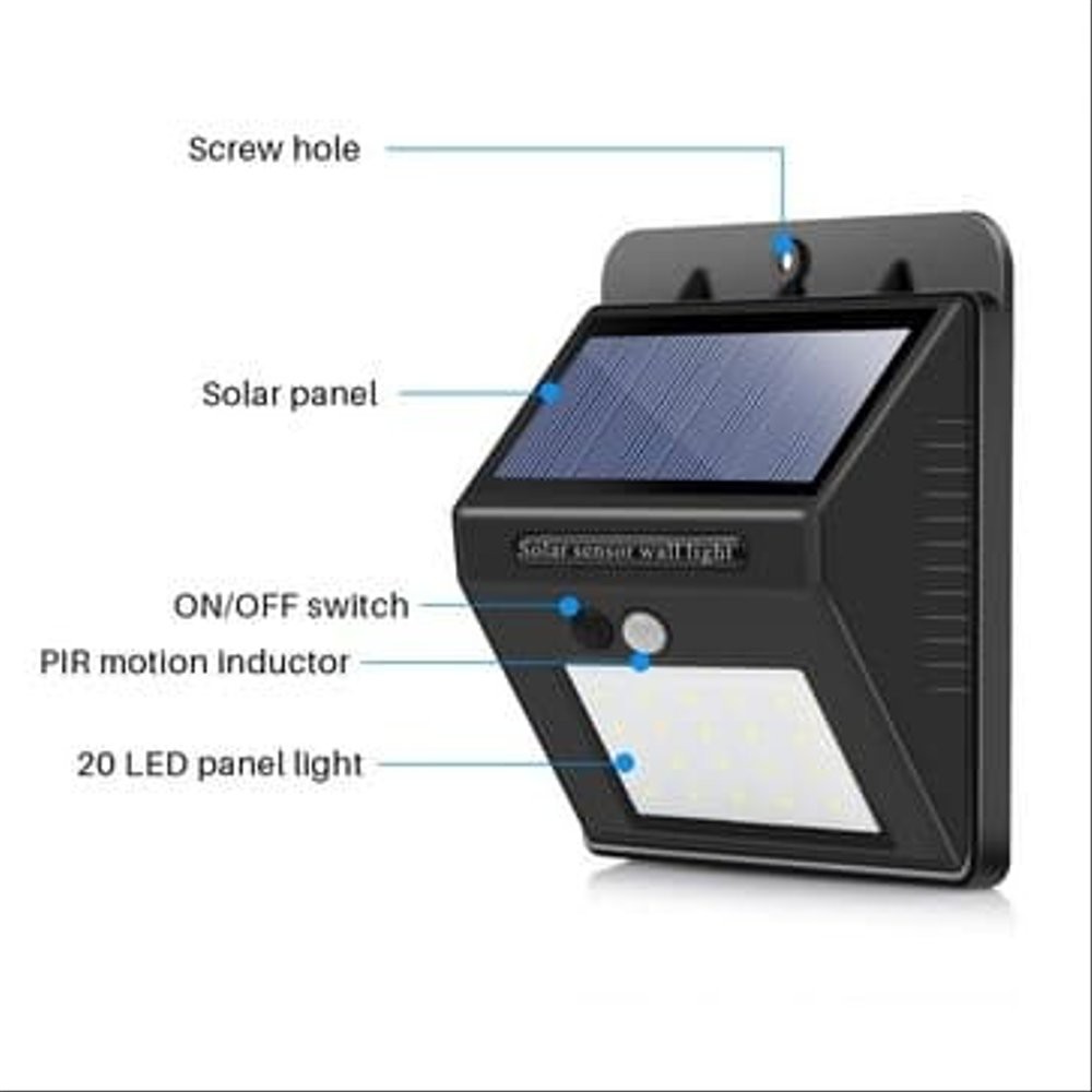 Lampu Taman Tenaga Surya System Sensor Dinding - Solar Cell - Panel 30 Led