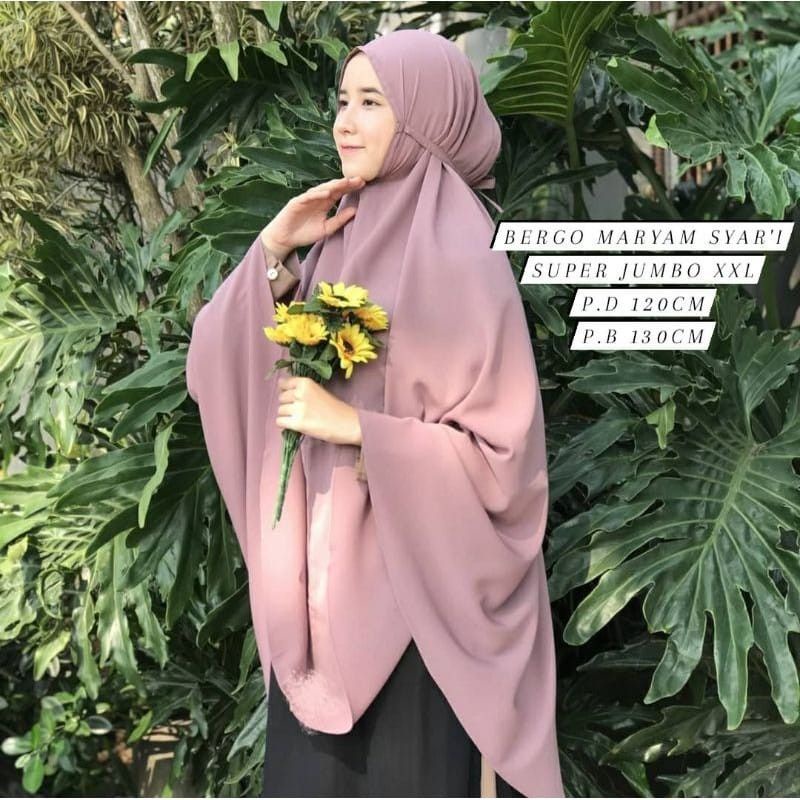 ( dm xxl ) bergo maryam super jumbo xxl hijab syar'i simpel non pet tali-4