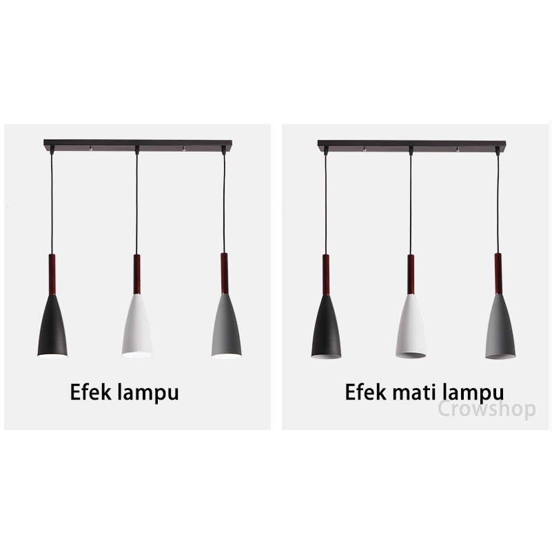 ✨BISA COD &amp; Garansi✨Lampu Gantung minimalis 3 in 1  Lampu Gantung kap Aluminum kayu, Lampu gantung Modern untuk meja makan Lampu dapur Nordic Chandelier Eropa Modern