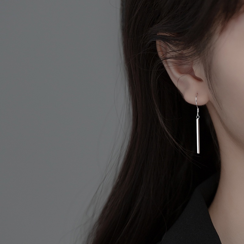 Papaozhu Minimalis S925 Perak Stik Menjuntai Anting Untuk Wanita Gadis Fashion Geometris Slim Bar Earring Perhiasan Aksesoris