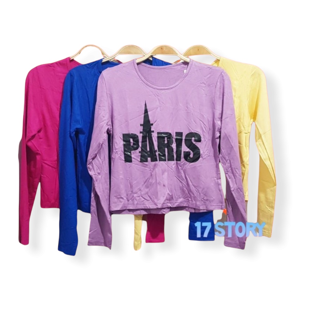 Kaos Anak Perempuan Tanggung Remaja Crop Top Lengan Panjang Usia 10 Sampai 17 Tahun Bahan Kaos Rayon