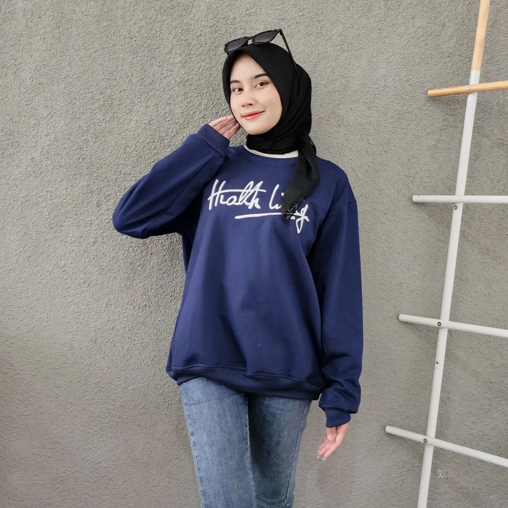 MR KACAMATA Oversize Sweater Crewneck Oblong Bahan Fleece | Unisex Sweater Terbaru Fashion Terkini Korean Style