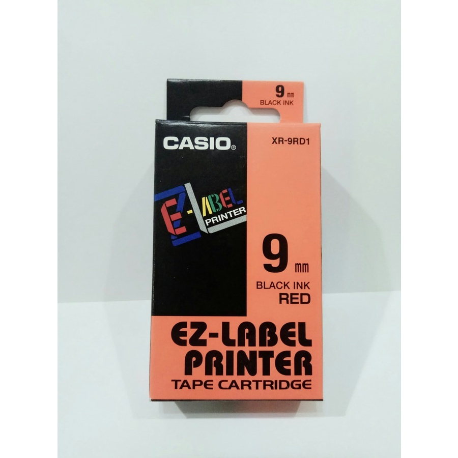 Casio ez-label printer tape cartridge 9mm tipe xr-9rd1 merah original