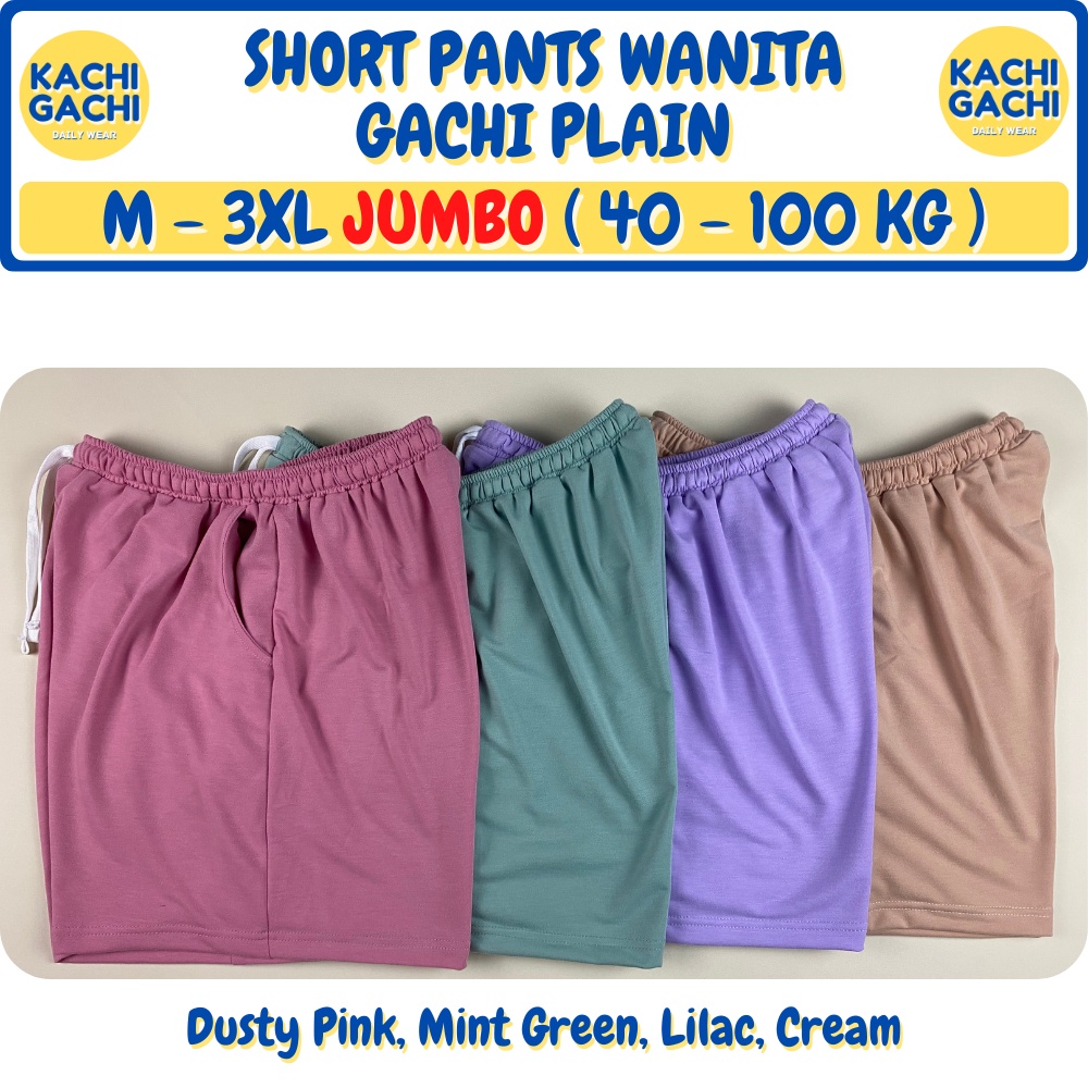 Celana Pendek Wanita Jumbo / Celana Santai Wanita / Celana Kolor Wanita / Short Pants Wanita Big Size - Gachi Plain