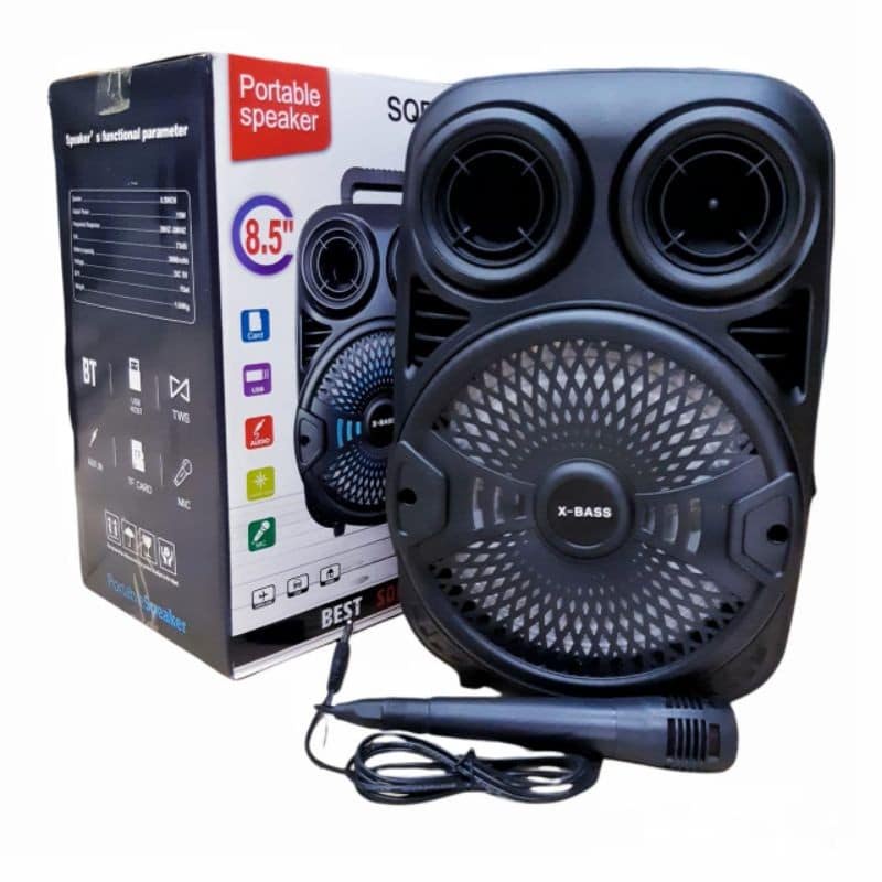 PEAKER BLUETOOTH KARAOKE 8'5 INCH SQRS-885 BONUS 2 MIC KABEL + REMOTE//SPEAKER KARAOKE SQRS-885 X-BASS//SPEAKER