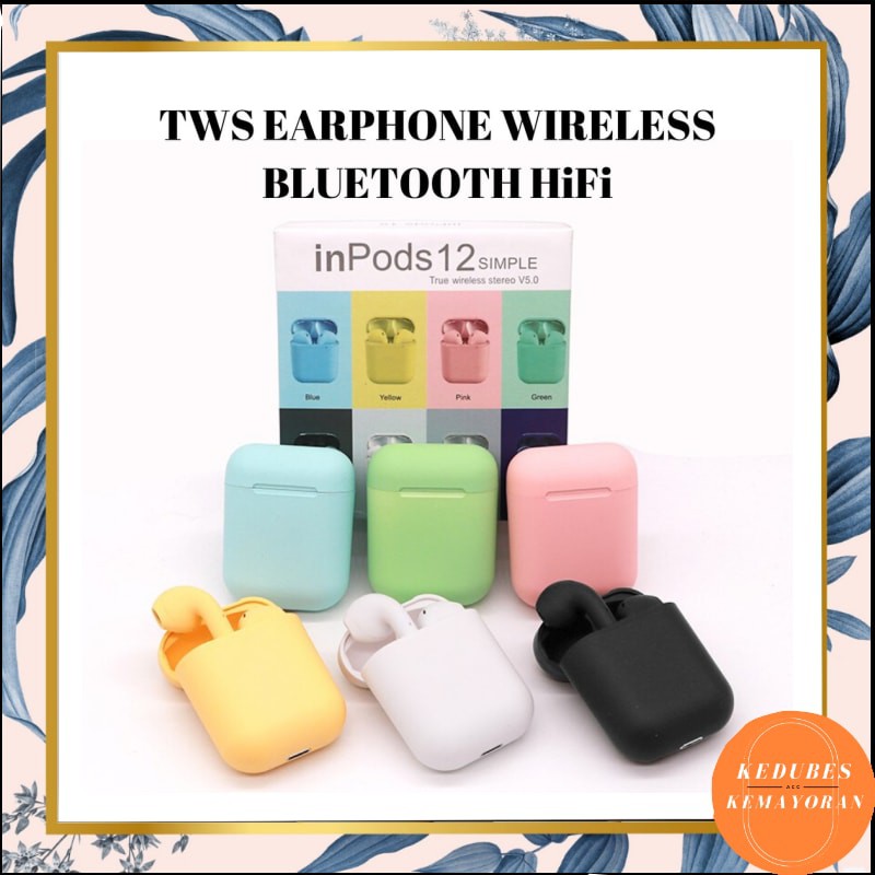 Earphone Wireless i12  Bluetooth Versi 5.0  Macaron Wireless Earbuds Hands free Touch