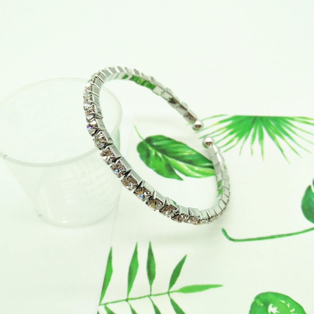 MALL - Gelang Wanita Fashion Korea Motif Lingkaran Berlian Diamond Alloy Bracelet GLG21 COD-Silver