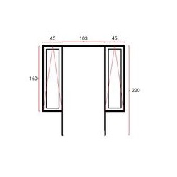 Kusen tanpa daun pintu + jendela aluminium kanan kiri