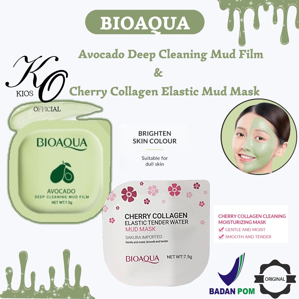 Bioaqua Avocado Deep Cleaning Mud Mask Film &amp; Cherry Collagen Elastic Tender Water Mud