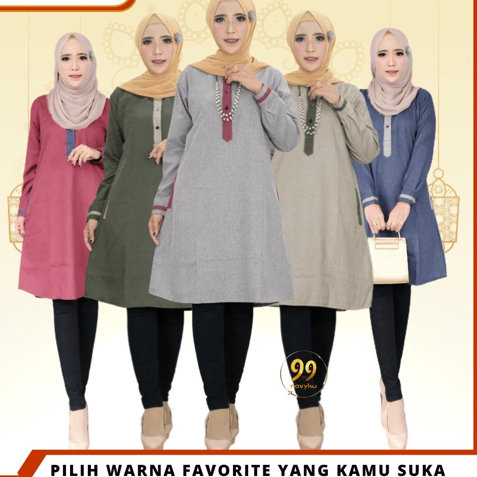 Baju Atasan Tunik WanitaRemaja 2021 2022 Bahan Katun Madinah Kekinian Import Busui Ld 110 Jumbo Prem