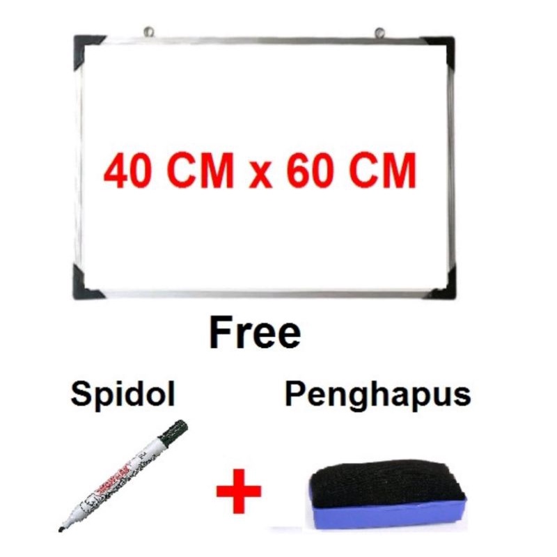 

White Board Gantung / Papan Tulis 40x60 Cm free Spidol