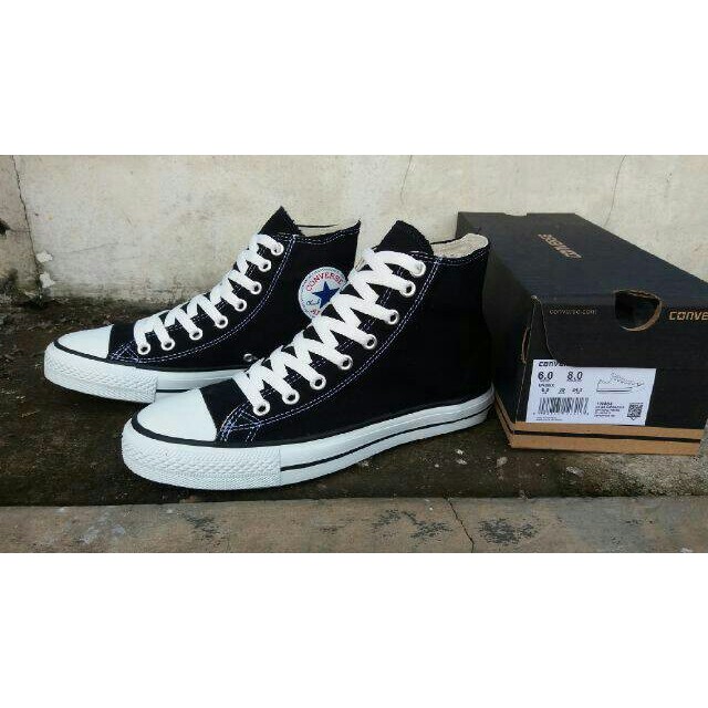 Sepatu converse import allstar high black white hitam putih sekolah kerja kuliah kado pria wanita