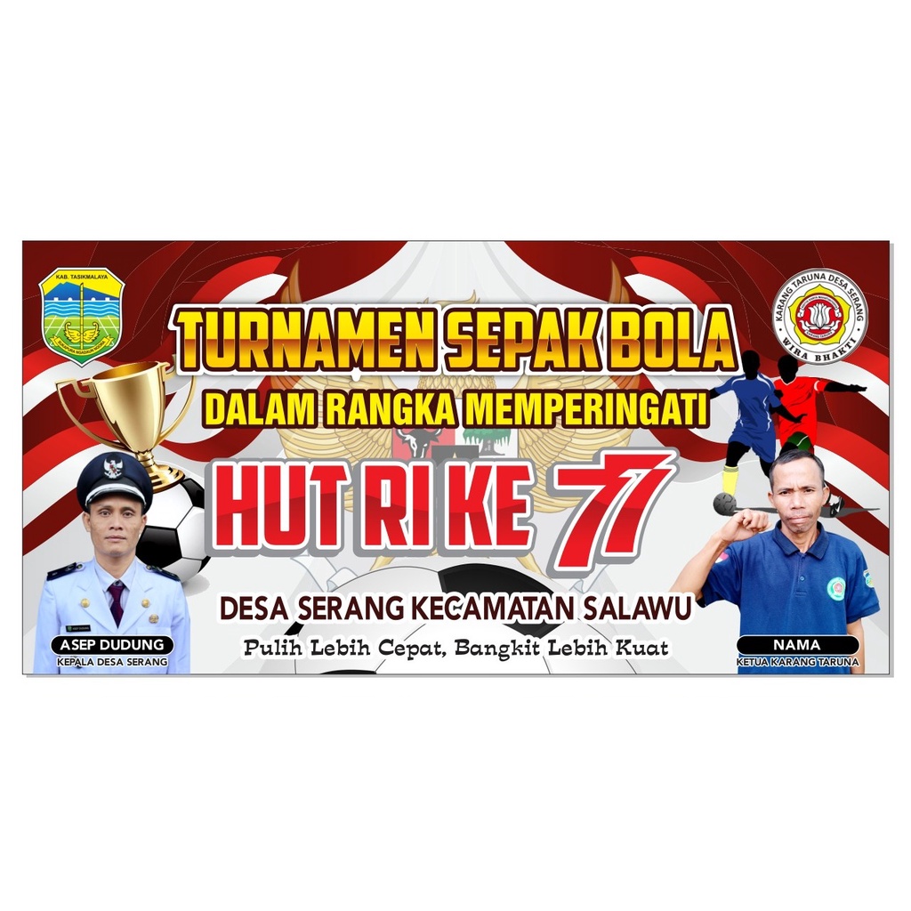 Spanduk Banner Turnamen Sepak Bola HUT RI Agustusan Custom