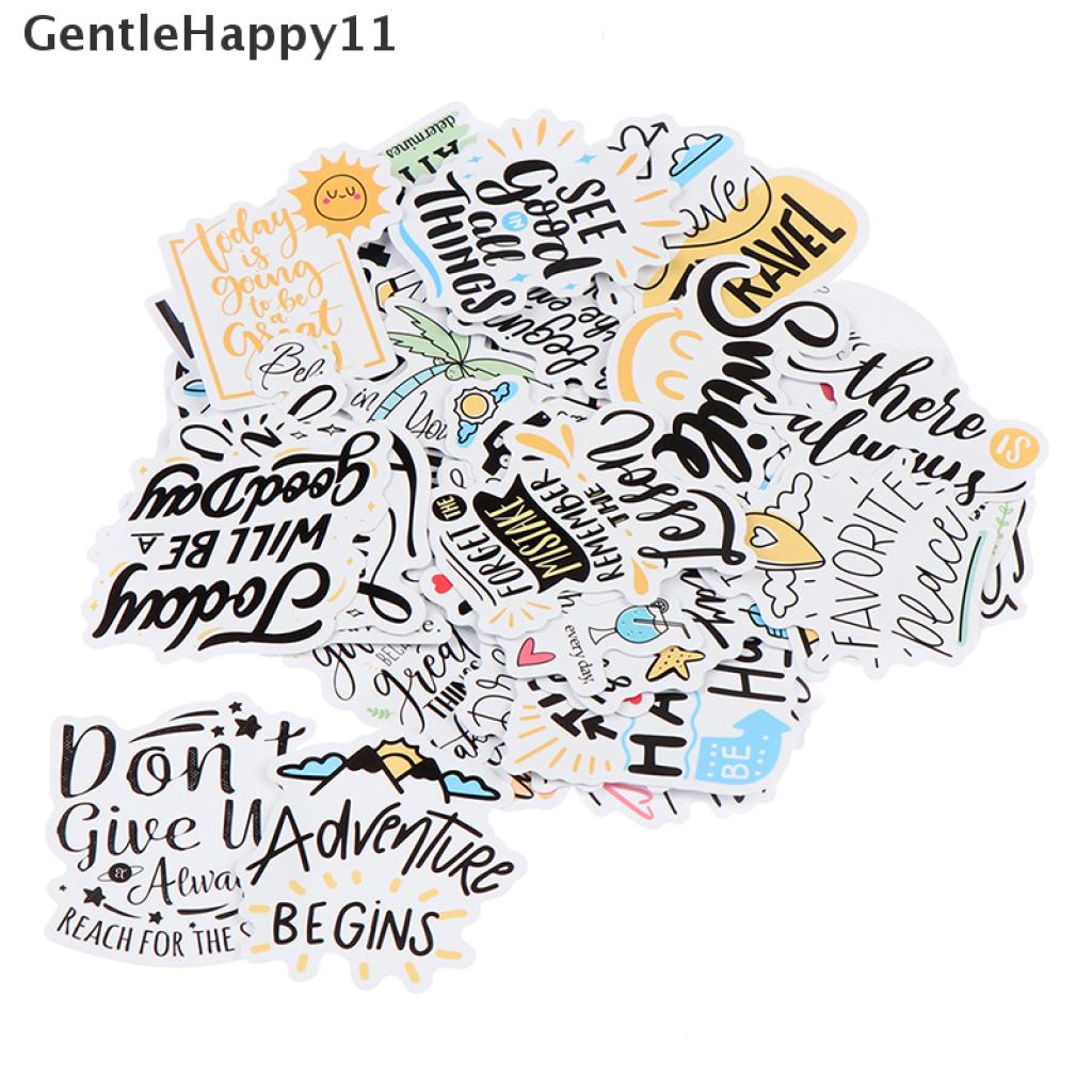 Gentlehappy 50Pcs / Set Stiker Motif Tulisan Motivasi Anti Air Untuk Dekorasi Laptop / Skateboard Diy