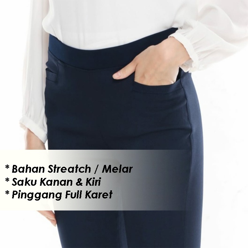 CELANA KANTOR PINGGANG KARET HITAM M - XXXXXXXXL / CELANA BAHAN WANITA / CELANA PANJANG JUMBO