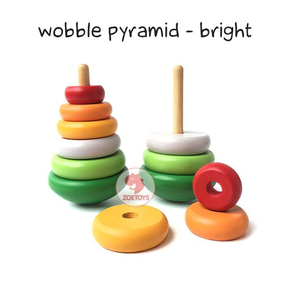 Zoetoys Wobble Pyramid | Mainan Kayu Montessori Piramida Susun Donat | Mainan Edukasi Anak