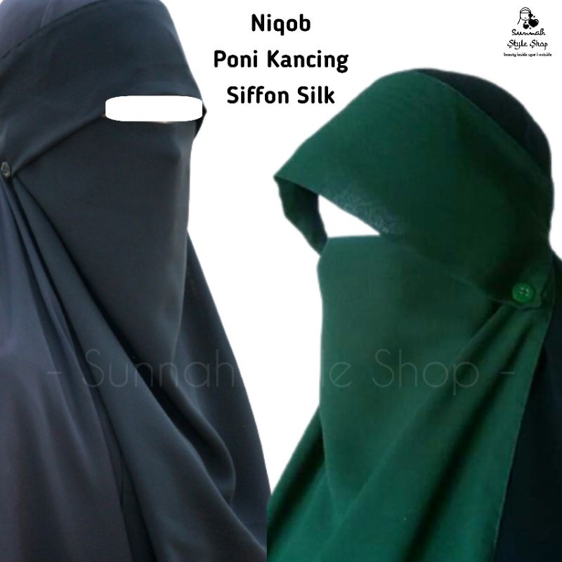 NIQOB PONI KANCING / CADAR PONI KANCING / NIQOB KANCING - CADAR SIFFON SILK 2 LAYER