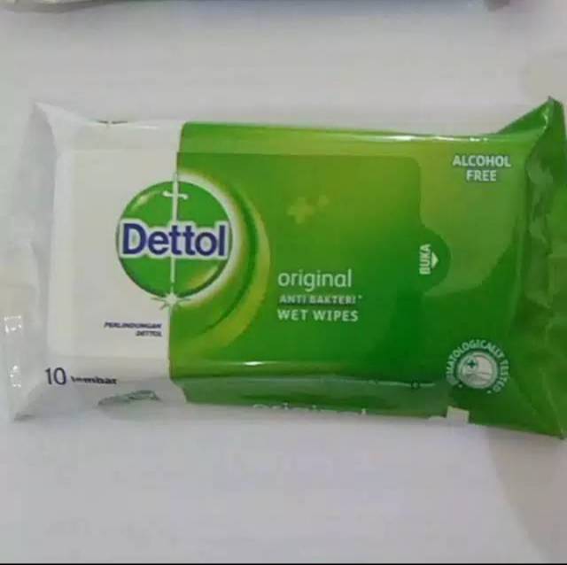 Tissue Basah Dettol Wet Whipes Original 10 Sheet (Anti Bakteri Detol)Barang Dijamin original#.