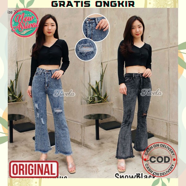 Jeans Hw Cutbray Chatrine Streetch Celana Panjang Jeans Wanita Import Celana Jins Cewek High Wasict 