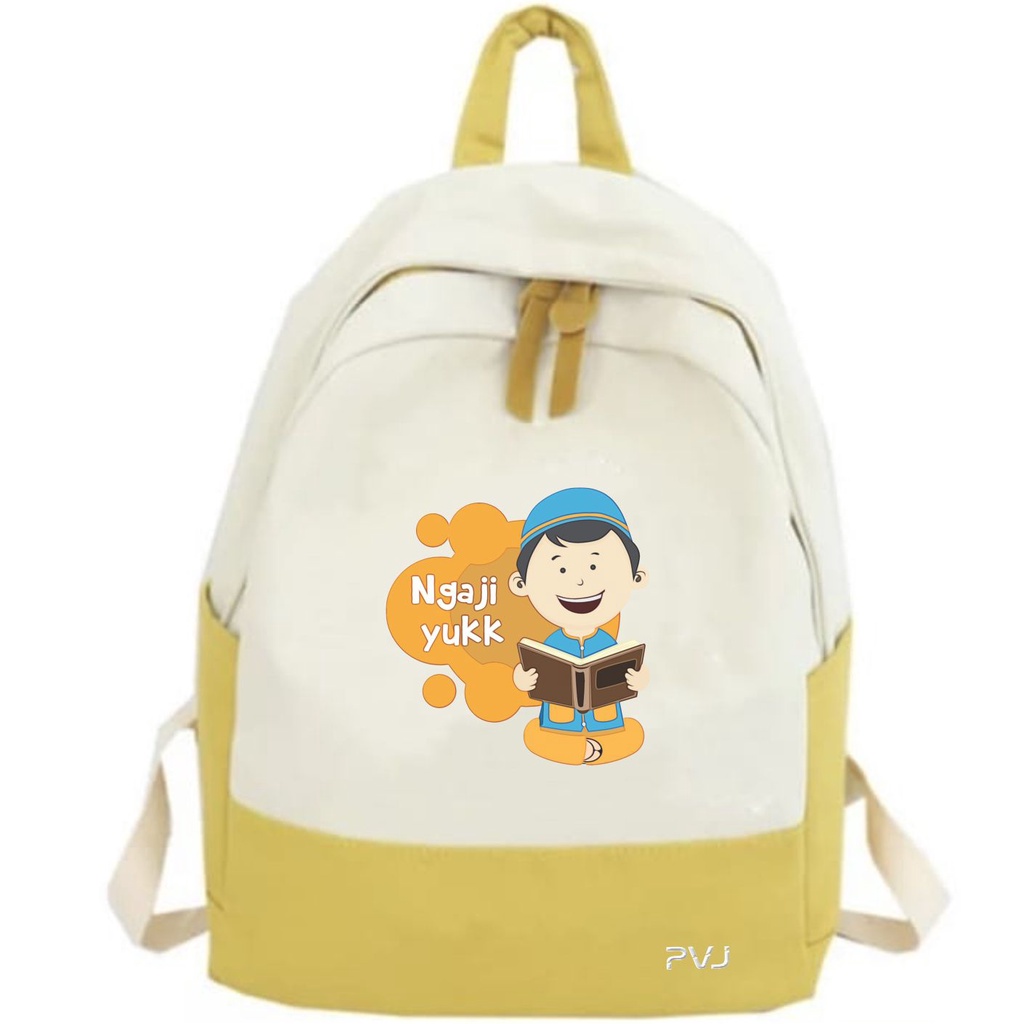 PVJ Tas Backpack RanselSekolah Anak SD Laki Laki Motif Islami Mengaji