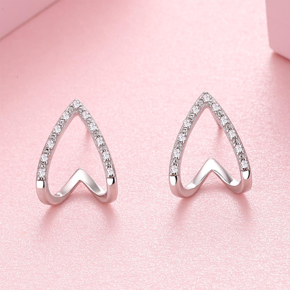 Needway   Stud Earring Aksesoris Hadiah Berongga Kepribadian Geometris Kristal Perhiasan Fashion