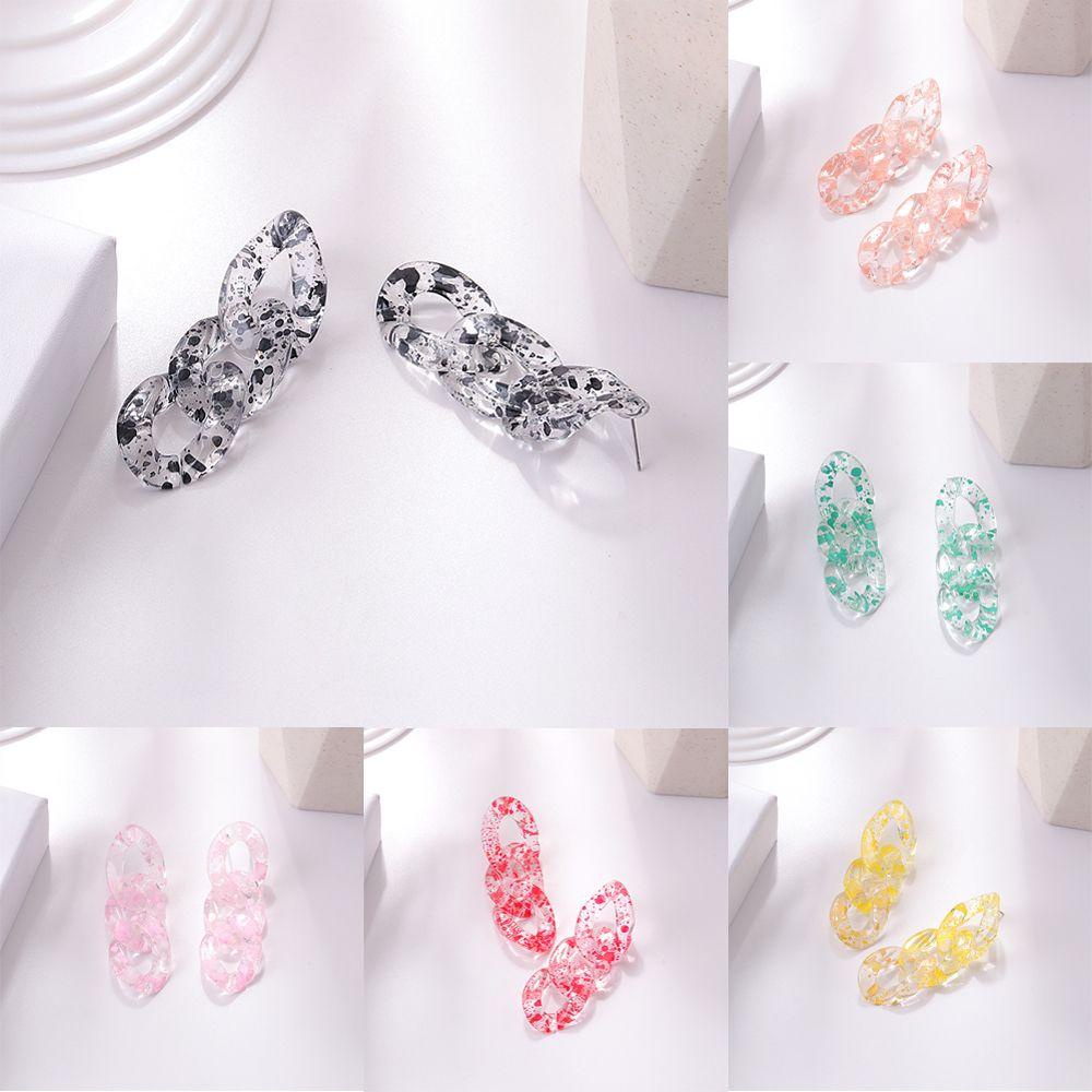 Anting Tetes Nanas Desain Sederhana Tren Perhiasan Gloss Jelly Rantai Warna