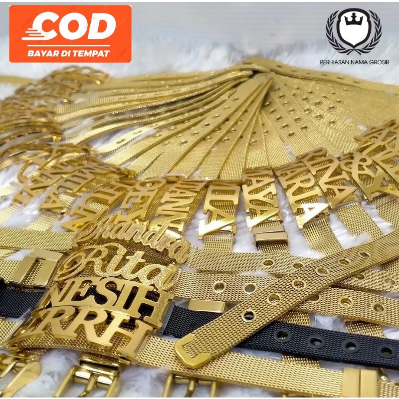 Gelang Nama Titanium / gelang gesper titanium ukir nama/ Gelang Nama Titanium Anti Karat