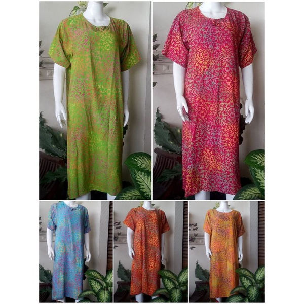 Daster Cap Solo Daster DyaNoer Busui Tanpa kancing Lengan Pendek Saku Samping Motif Cap Bunga Warna 