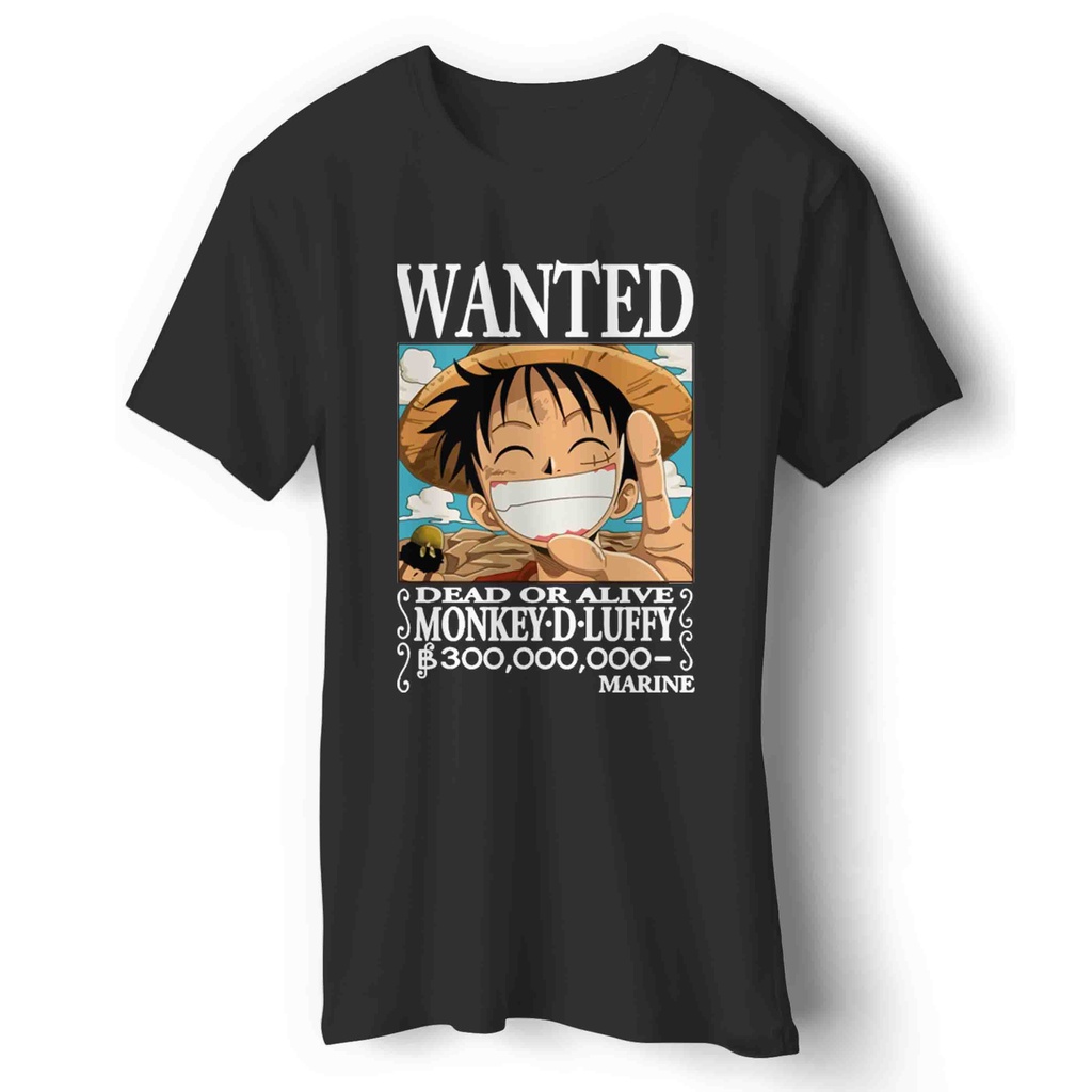 Kaos Anime One Piece Wanted Luffy