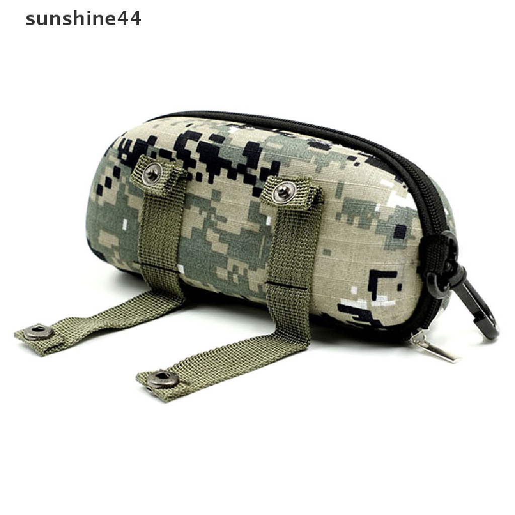 Sunshine Kotak Kacamata Hitam Portable Motif Camo Dengan Resleting Untuk Outdoor