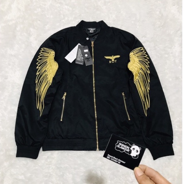 BOY26 JAKET ZIPPER BOY LONDON WINGS BORDIR GOLD IMPORT PRIA WANITA ASIA EROPA KOREA AMERIKA