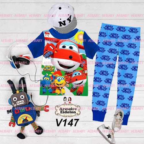 Setelan Lengan Pendek Super Wings Blue 141022