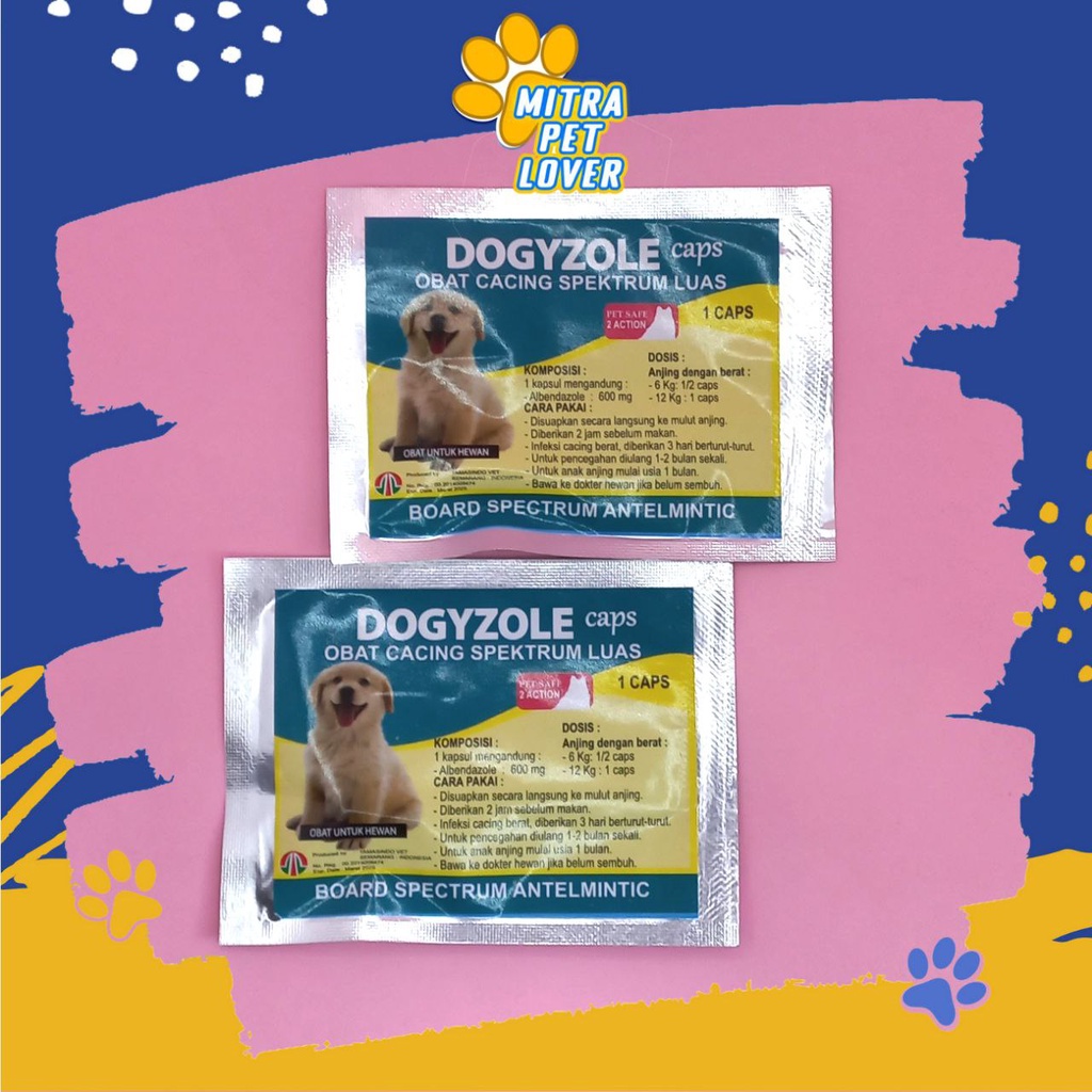 OBAT CACING ANJING - DOGYZOLE CAPSUL - EFEKTIVE BASMI SEMUA JENIS CACING ANJING DOGY PUPPIES - CACINGAN - BAKTERI VIRUS - MURAH GARANSI ORIGINAL ASLI - PET ANIMAL HEALTHCARE VETERINARY TAMASINDO KESEHATAN &amp; VITAMIN HEWAN BINATANG PELIHARAAN MITRAPETLOVER